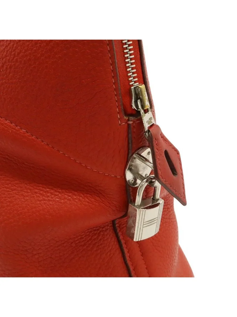 Hermes Bolide 35 Tote Taurillon Clemence Leather Red Silver